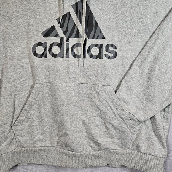 Adidas Hoodie Pullover Sweatshirt Men XL Gray Athleisure Workout Athletic School - Picture 9 of 13